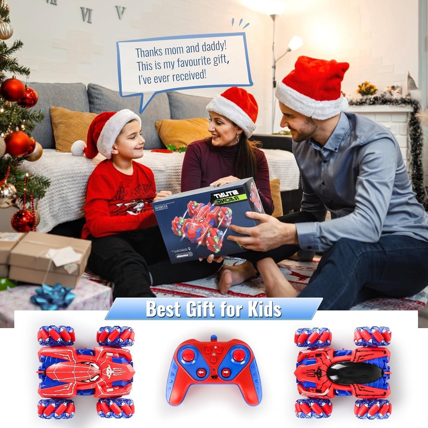 4WD 360° Rotation Double Sided Rechargeable Remote Control Toy for Kids Boys 3-1