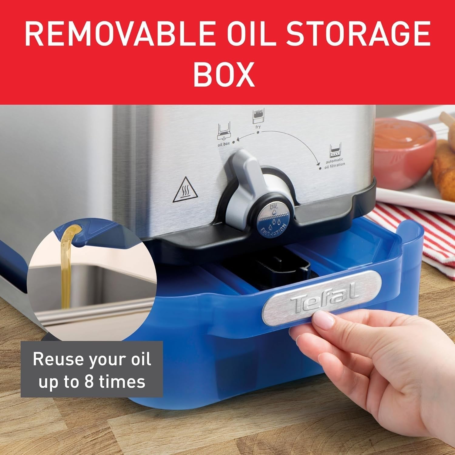 3.5L Deep Fryer 2300W Oil Filtration Storage Box Easy Clean 6 Portions
