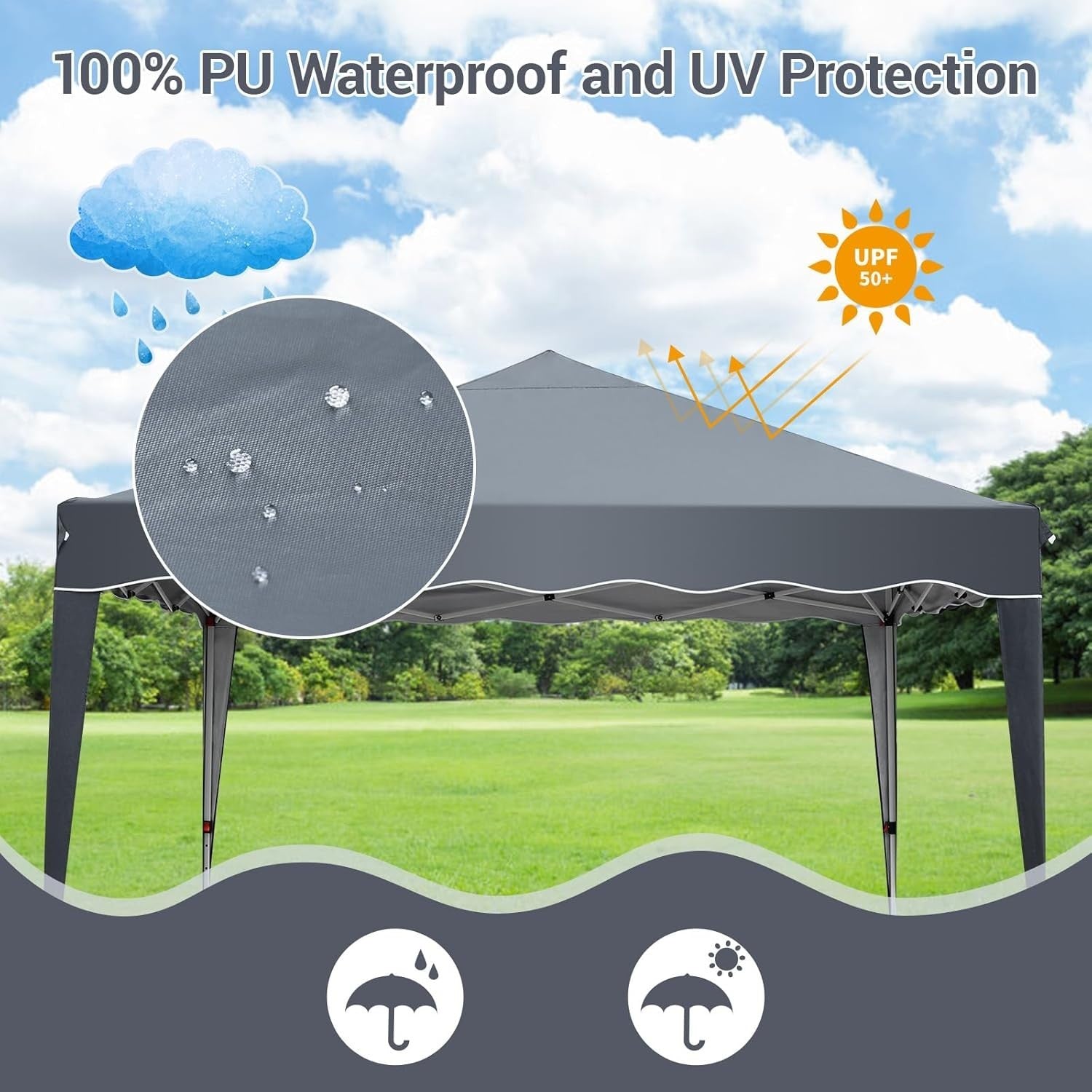 3x3M Waterproof Pop Up Garden Gazebo with 4 Sides & Mesh Windows | Heavy Duty
