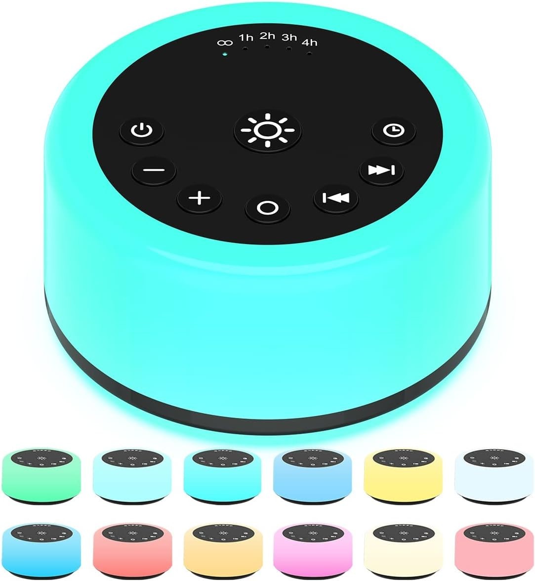 White Noise Machine for Baby Kids Adults with 30 Soothing Sounds & Night Light