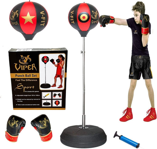 Kids Freestanding Boxing Punch Bag 4FT Adjustable Height Gloves Set