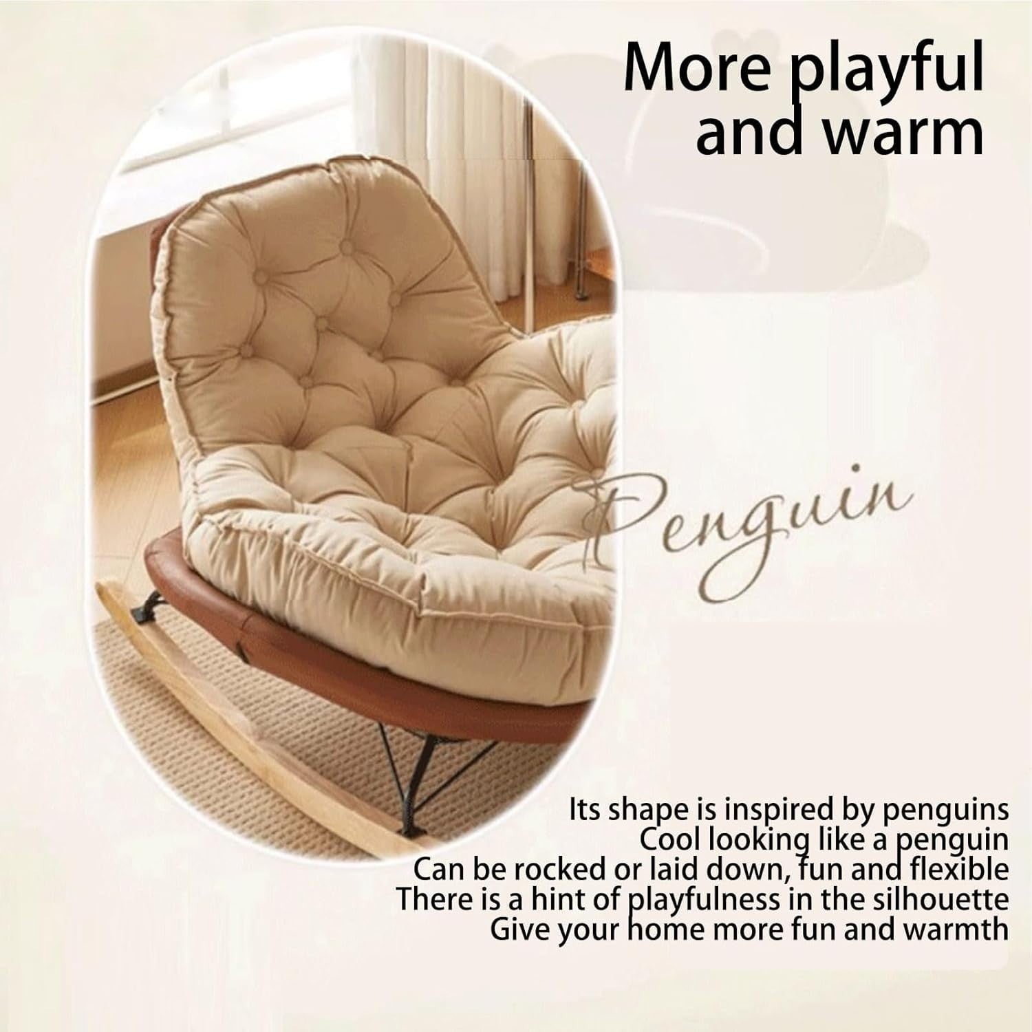 Velvet Rocking Chair High Back Armchair Comfy Lounge Seat for Living Room