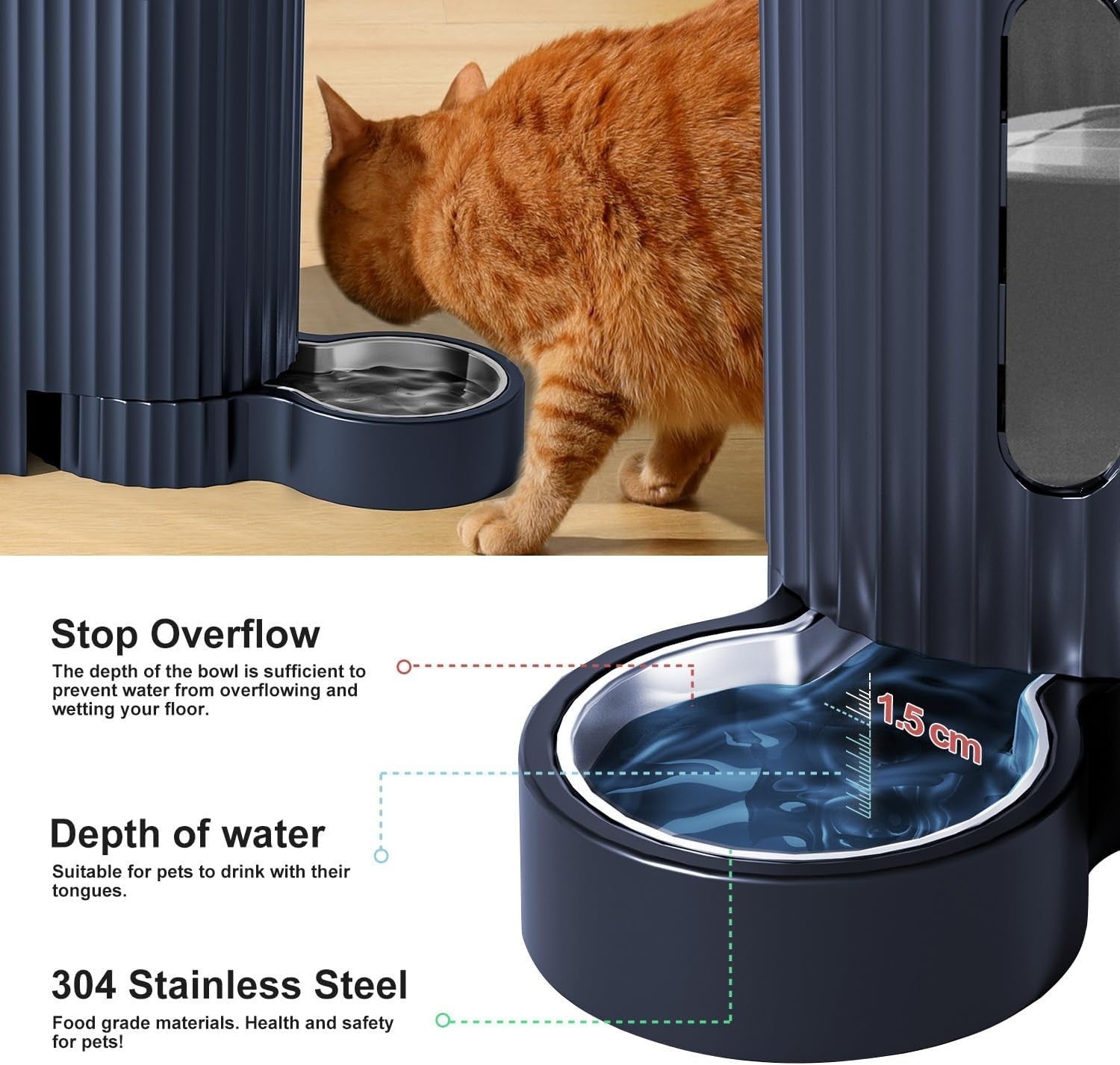 2 in 1 Gravity Pet Feeder Water Dispenser 3L Auto Food Station Blue