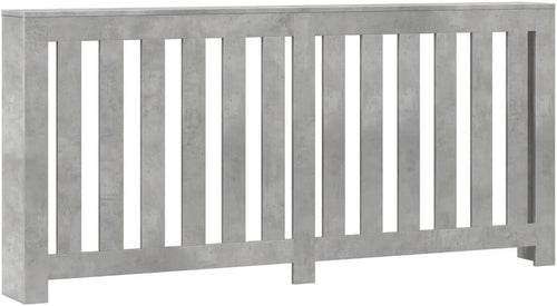 Concrete Grey Radiator Cover Cabinet 175x20x82cm | Modern Slatted Heater Cover
