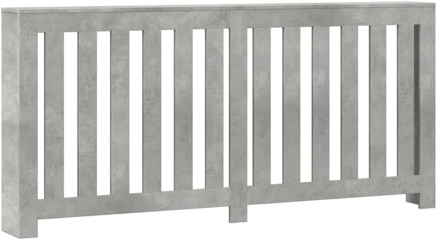 Concrete Grey Radiator Cover Cabinet 175x20x82cm | Modern Slatted Heater Cover