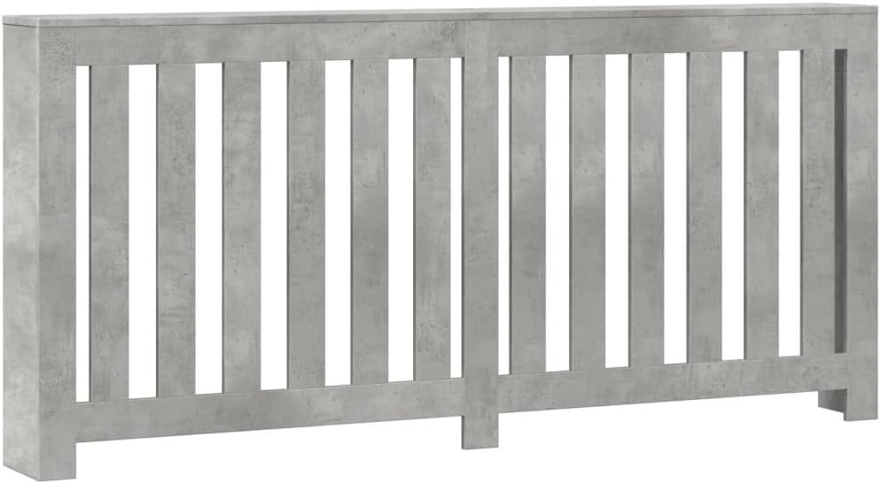 Concrete Grey Radiator Cover Cabinet 175x20x82cm | Modern Slatted Heater Cover