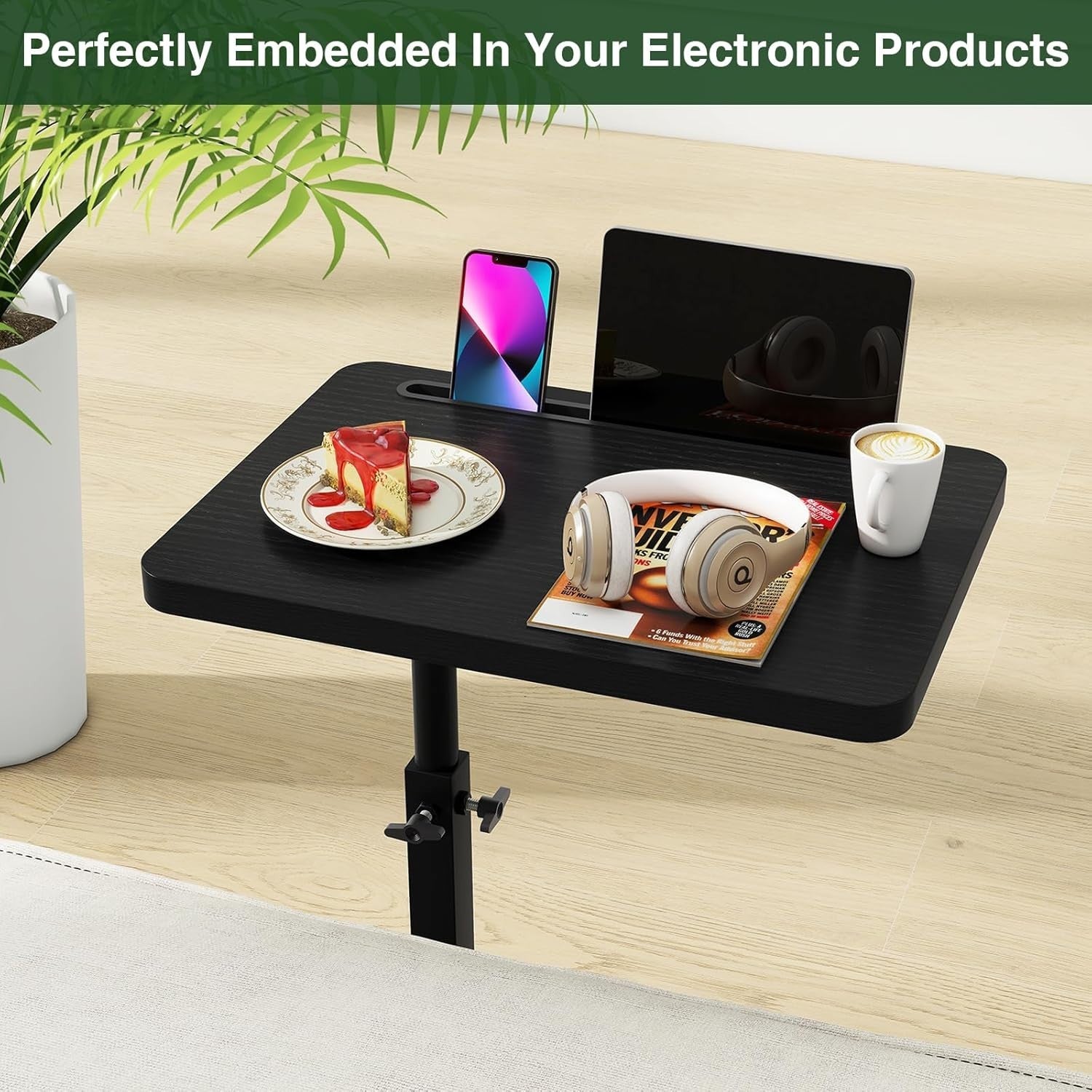 Height Adjustable C Table with 360° Swivel, Space-Saving Side End Table