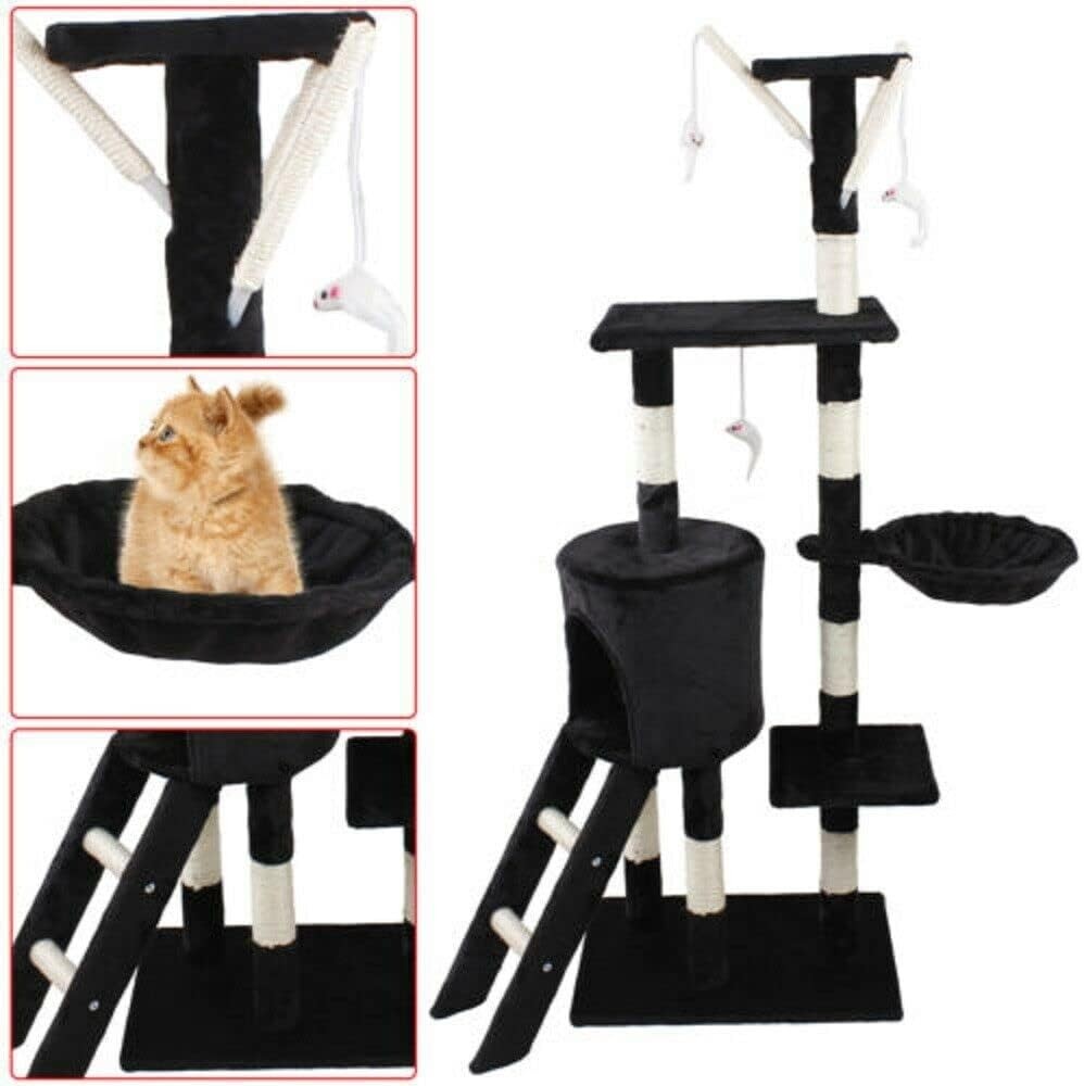 Cat Tree Multi Level Scratching Post Condo Climbing Tower Hammock