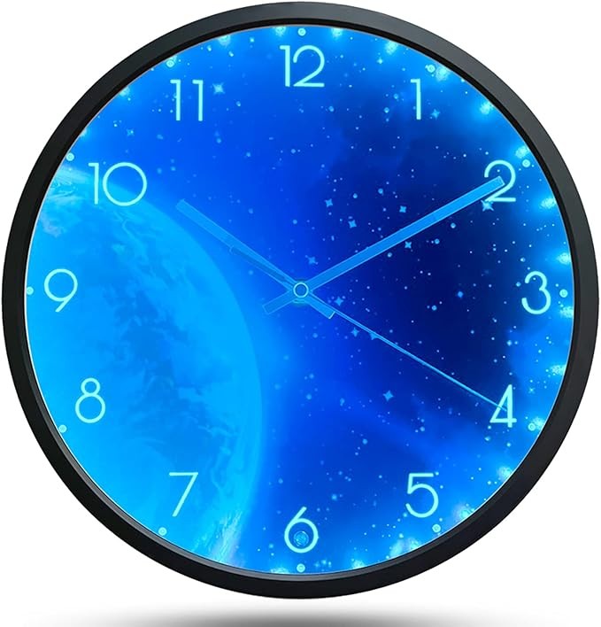 Blue Moon Luminous Wall Clock 30cm Silent Glow in Dark Night Sky Bedroom Decor