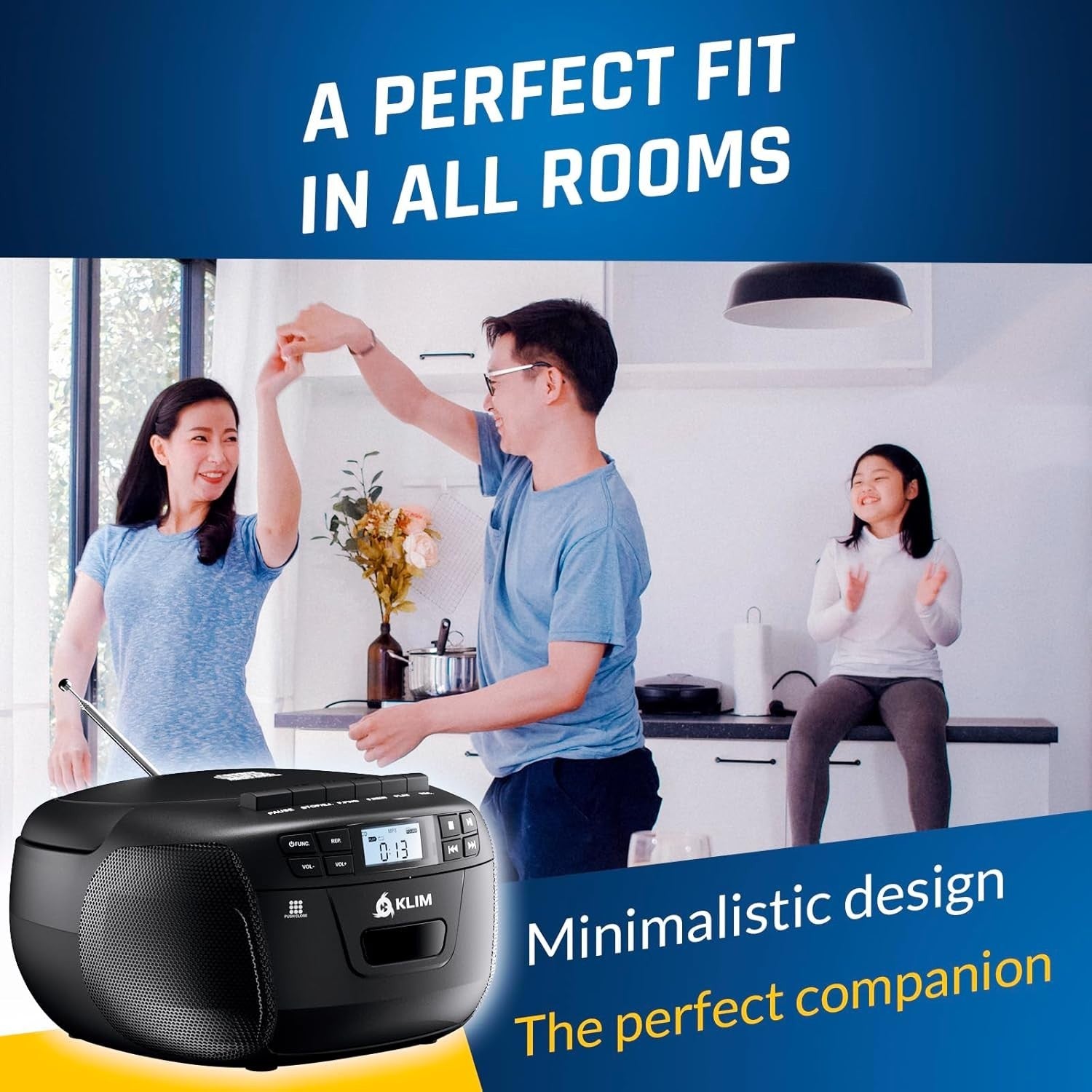 CD Cassette Player Boombox Bluetooth AM FM Radio USB AUX Remote Stereo
