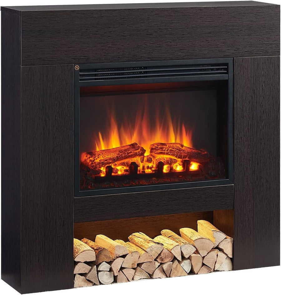 Electric Fireplace Heater 2000W with Realistic Flame Effect & Remote Control