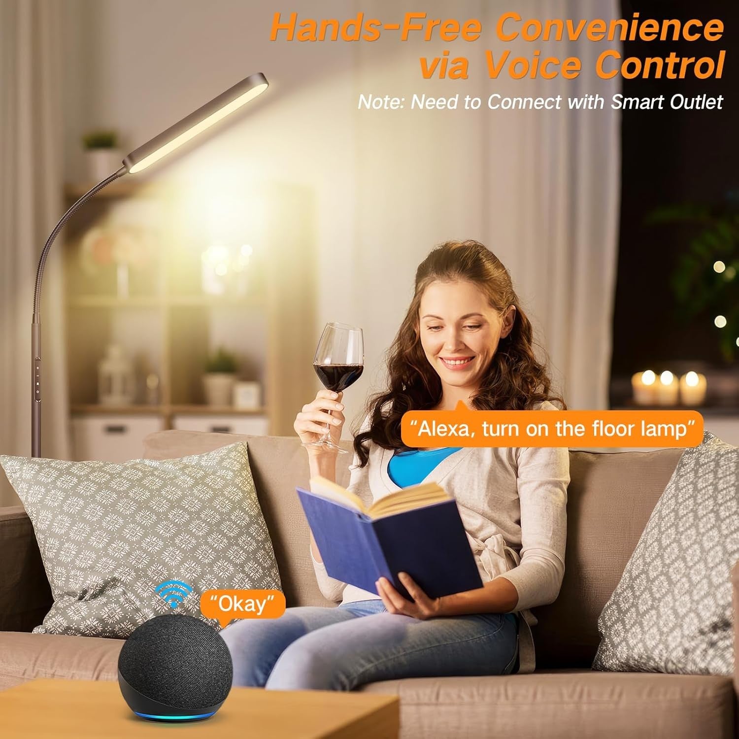 LED Floor Lamp Dimmable Gooseneck Reading Light Remote Touch Control
