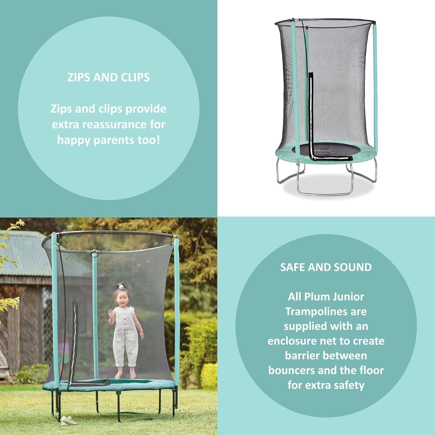 Junior 4FT Kids Trampoline with Enclosure Net Low Height Indoor Outdoor
