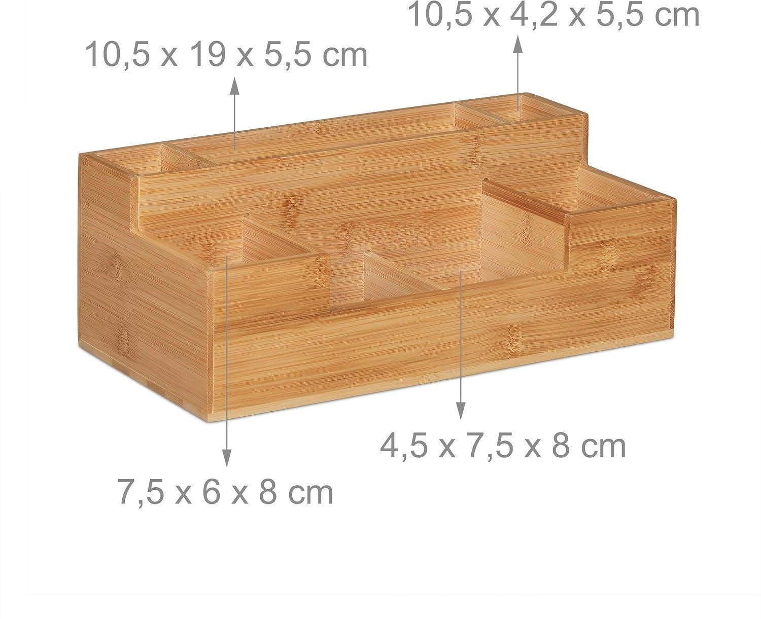 Bamboo Desk Organiser with 7 Compartments, Pen & Letter Storage
