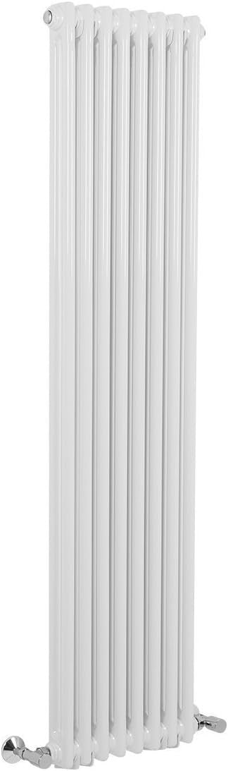 Vertical Double Column Radiator 1500x380mm White Cast Iron Style