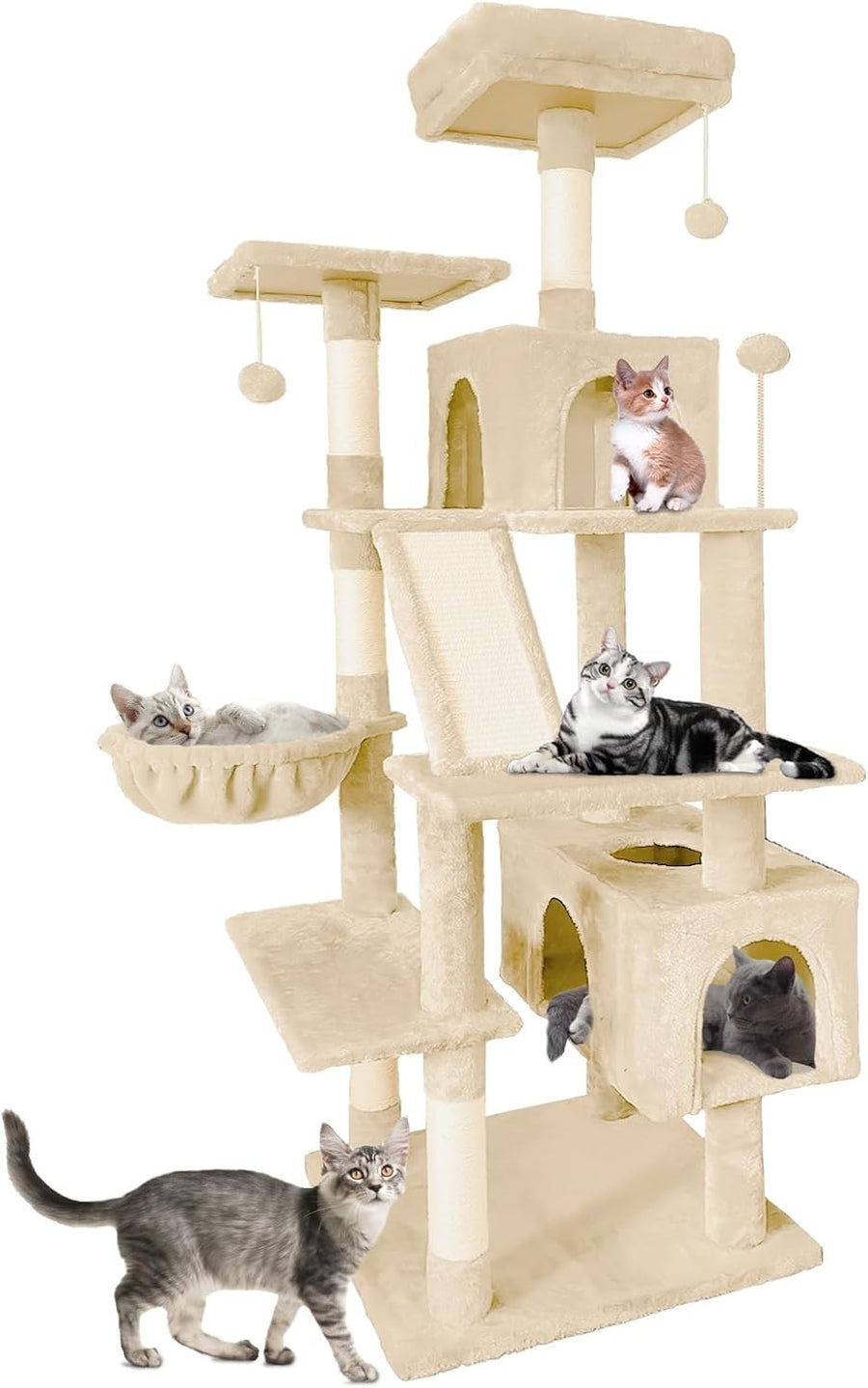 Large Cat Tree  177cm Multi Level Condo Hammock Sisal Scratching Posts