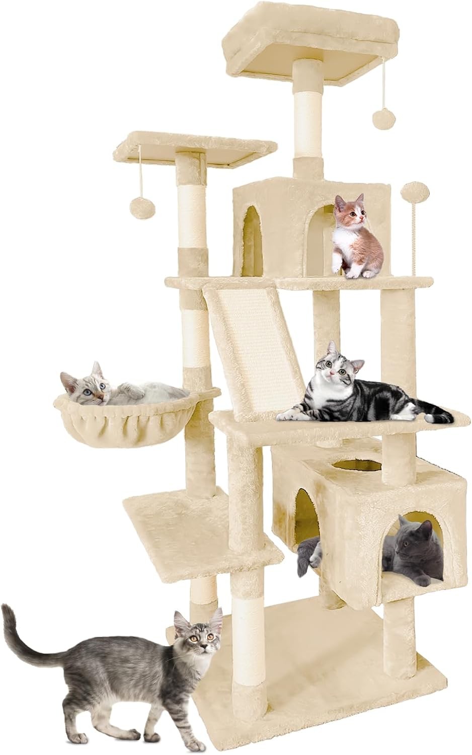 Large Cat Tree  177cm Multi Level Condo Hammock Sisal Scratching Posts