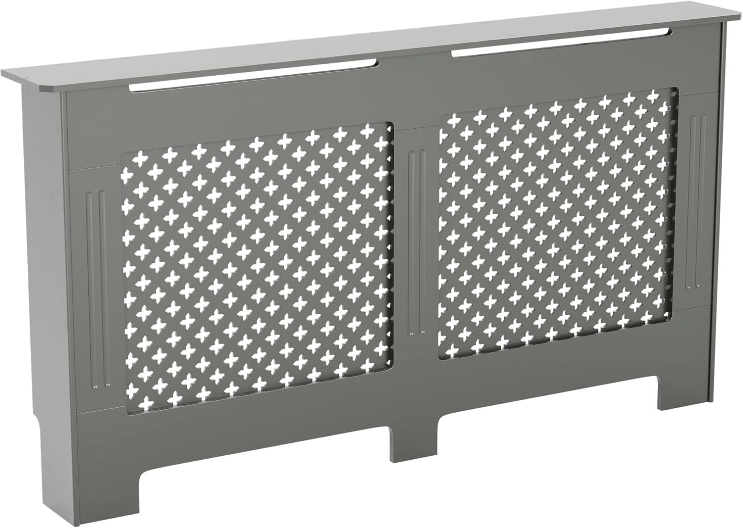 Olive Grey Radiator Cover Large Cross Design MDF Painted Modern Heat Efficient