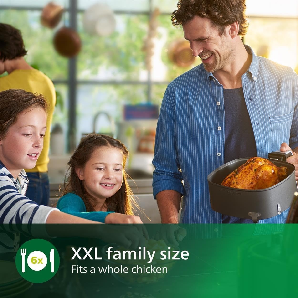 XXL Air Fryer 1.4kg Family Size 2225W Fat Removal Extra Crisp Black