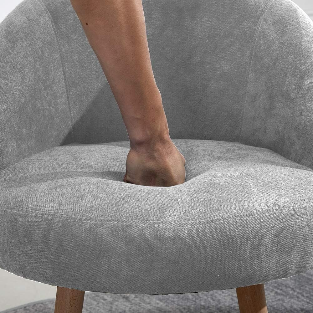Set of 2 Small Linen Tub Chairs Lounge Side Armchairs