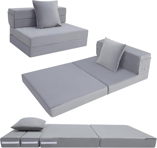 Folding Sofa Bed Mattress Chair Z Bed Futon Single Guest Lounger Grey