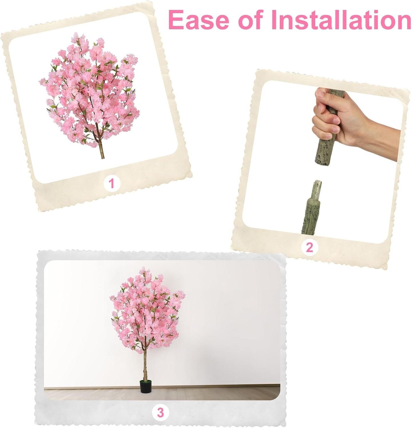 120cm Pink Artificial Cherry Blossom Tree Faux Flower Potted Decor Home Office