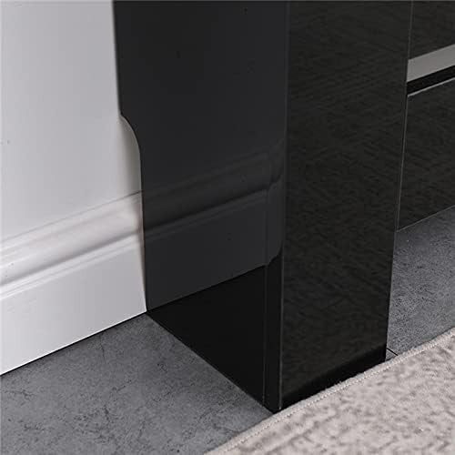 High Gloss Black Radiator Cover Modern Slatted Cabinet W172xH82cm