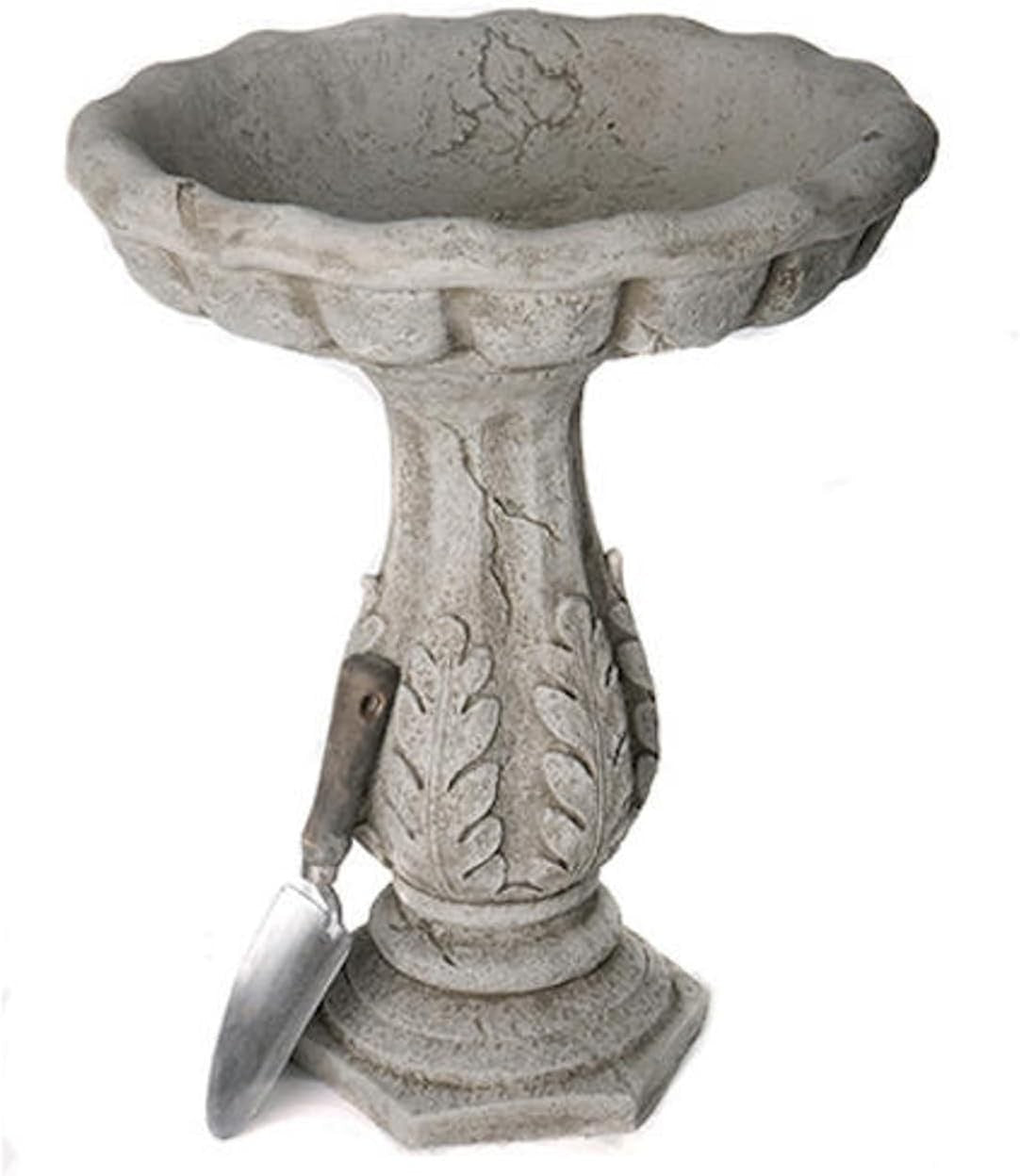 Classic Leaf Stone Bird Bath | Handcrafted Garden Ornament Statue 61cm