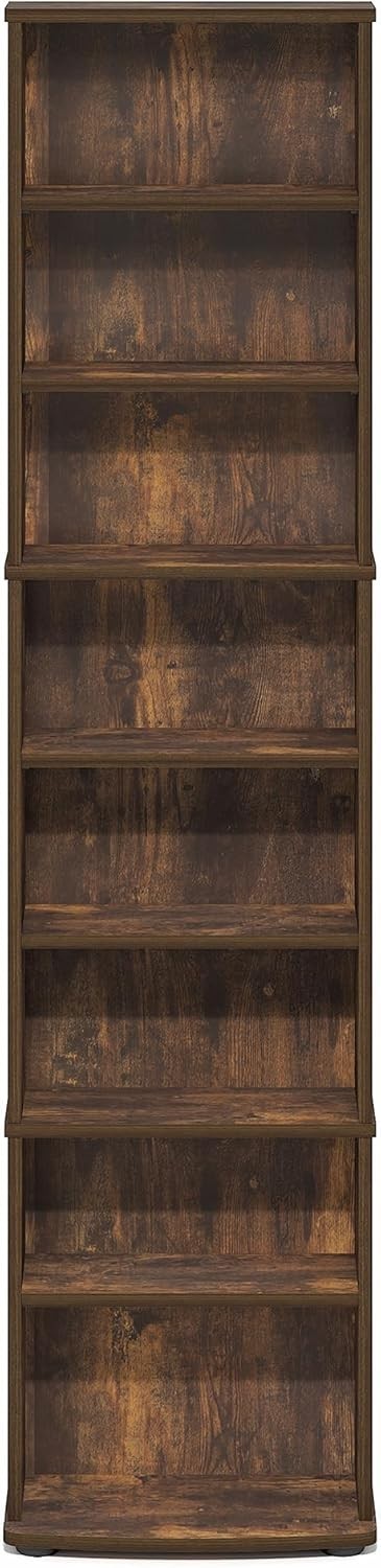 8 Tier CD DVD Storage Tower Adjustable Media Shelf Game Rack Pine