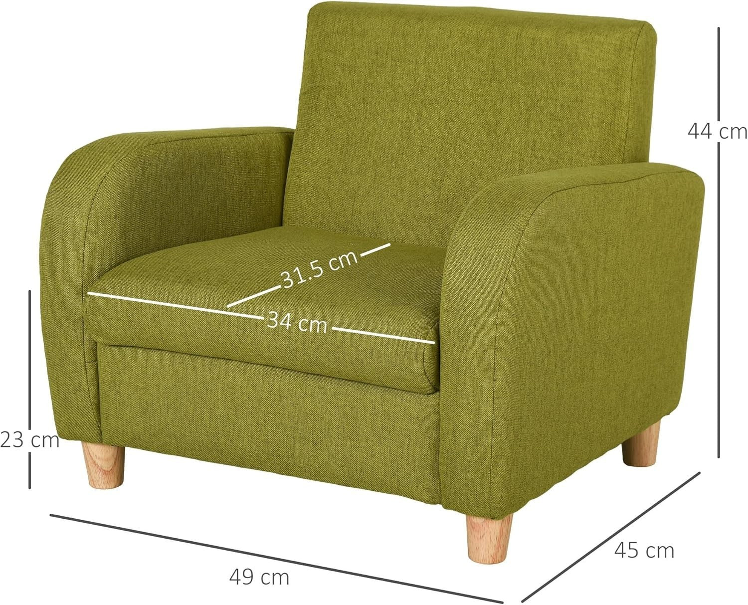 Kids Armchair Chair Toddler High Back Seat Anti-Slip Legs Soft Foam