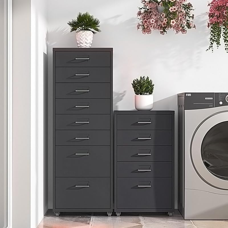 Tall Metal Rolling Storage Tower 8 Drawer Under Desk File Cabinet