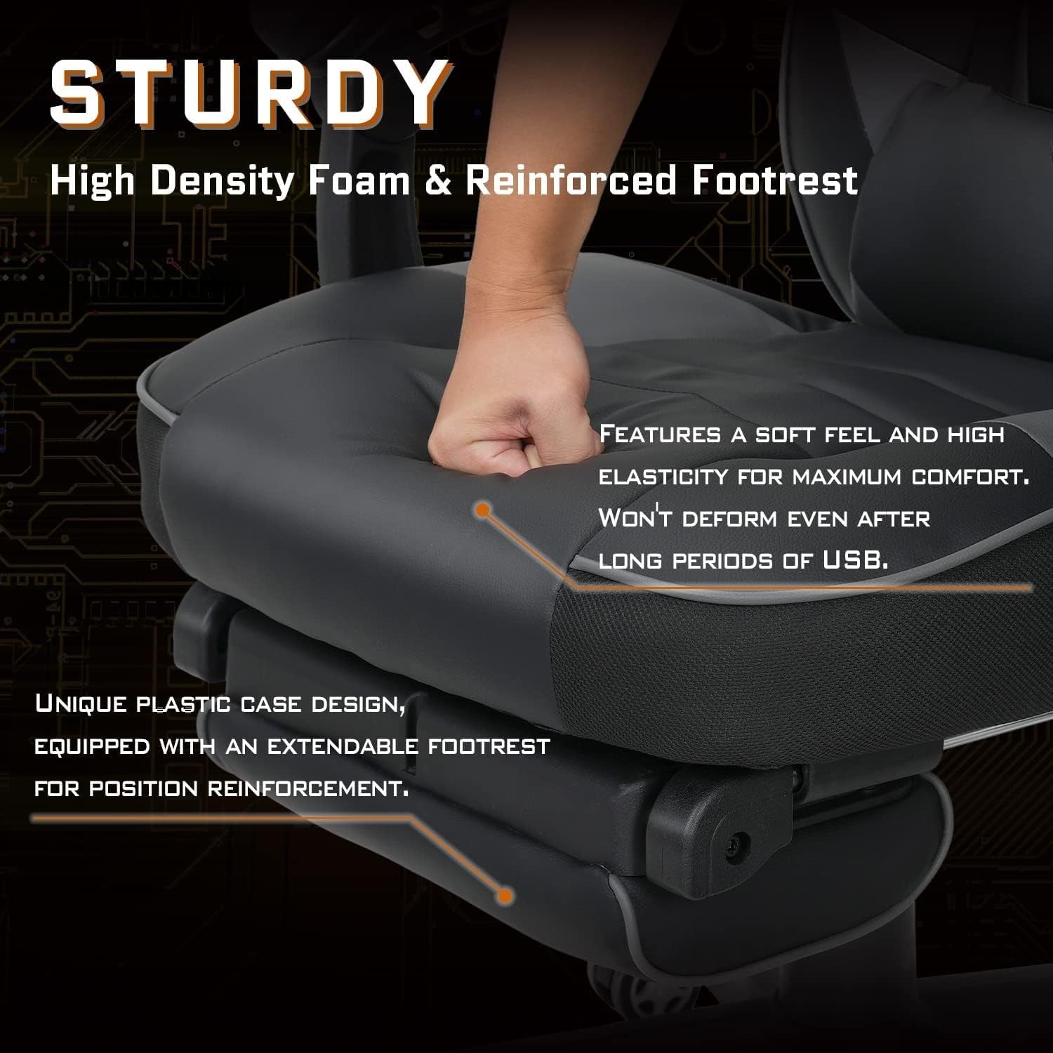 Ergonomic Gaming Chair with Footrest Massage 150° Reclining Grey