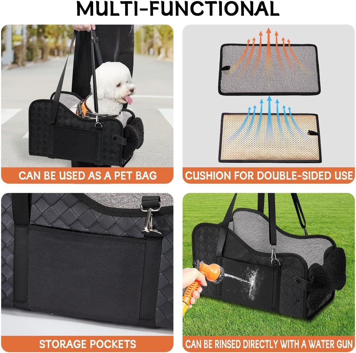 Centre Console Dog Booster Seat Pet Car Carrier Waterproof 6kg Black
