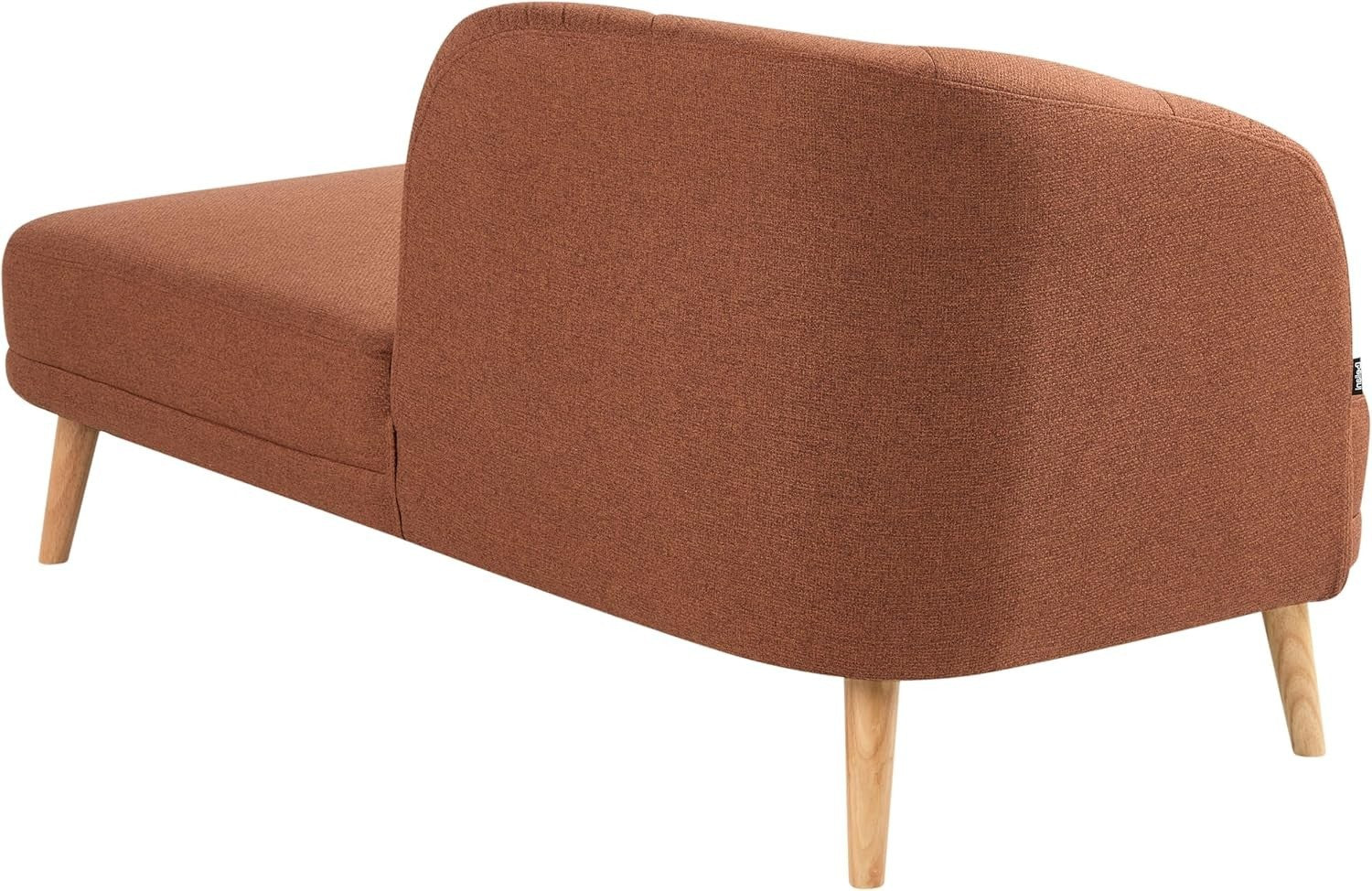 Traditional Brown Left Hand Chaise Lounge | Soft Polyester, Sturdy Wood Legs