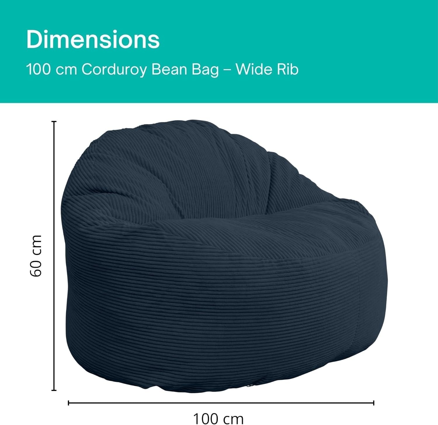 Giant Bean Bag Chair Foam Filled Corduroy Soft Lounge Seat with Back Support