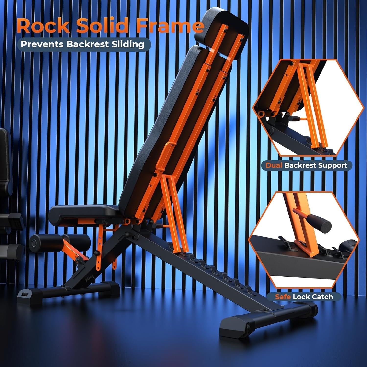 Heavy Duty Foldable Strength Bench 900lb Multi-Angle Home Training