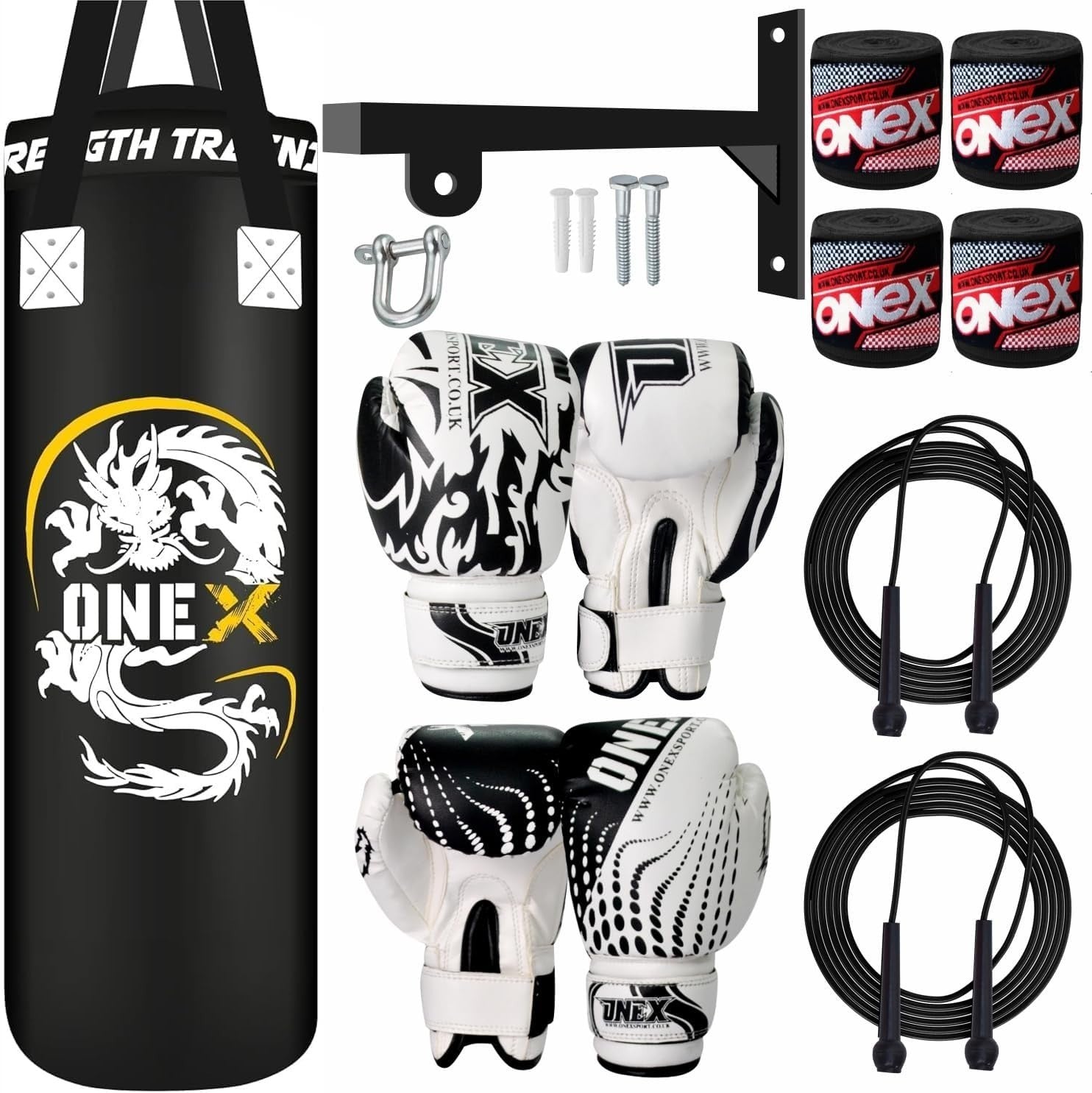 3ft Heavy Boxing Punch Bag Training Kit Wall Bracket Gloves MMA