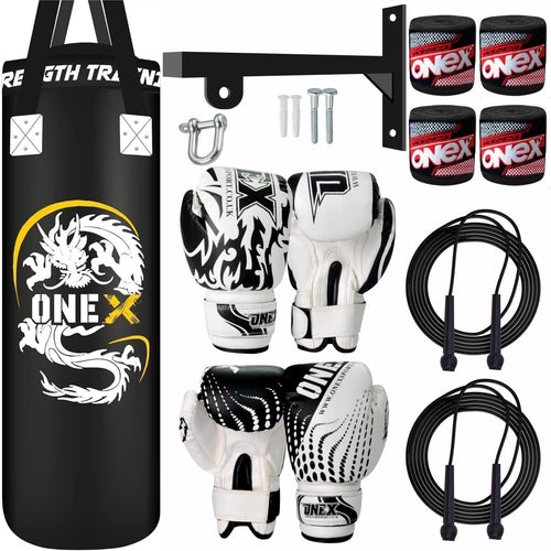 3ft Heavy Boxing Punch Bag Training Kit Wall Bracket Gloves MMA