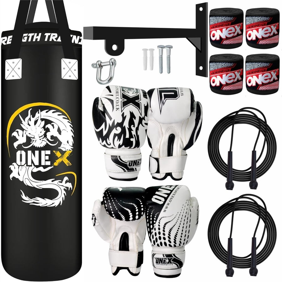 3ft Heavy Boxing Punch Bag Training Kit Wall Bracket Gloves MMA