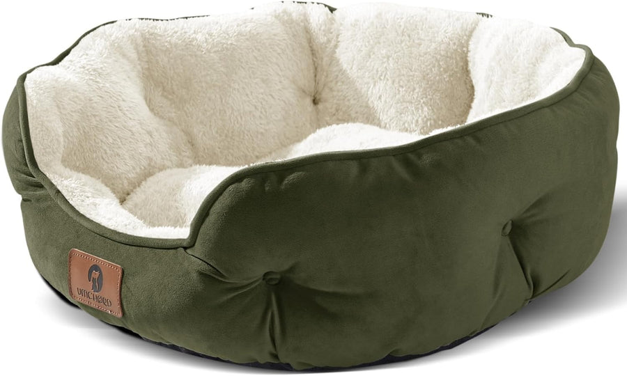 Medium Dog Cat Bed 25in Washable Round Pet Bed Non Slip Soft Cushion