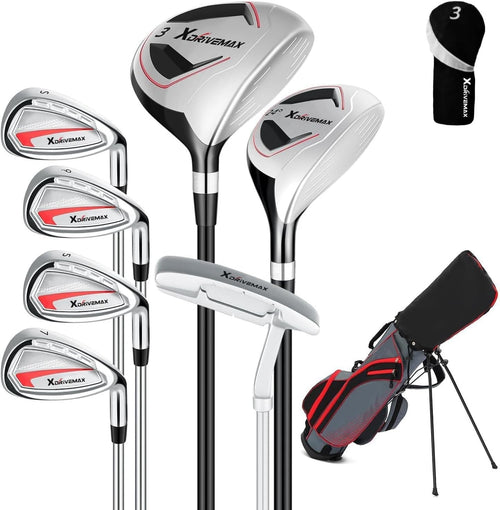8 Piece Golf Club Set Left Hand Stand Bag Fairway Hybrid Irons Putter