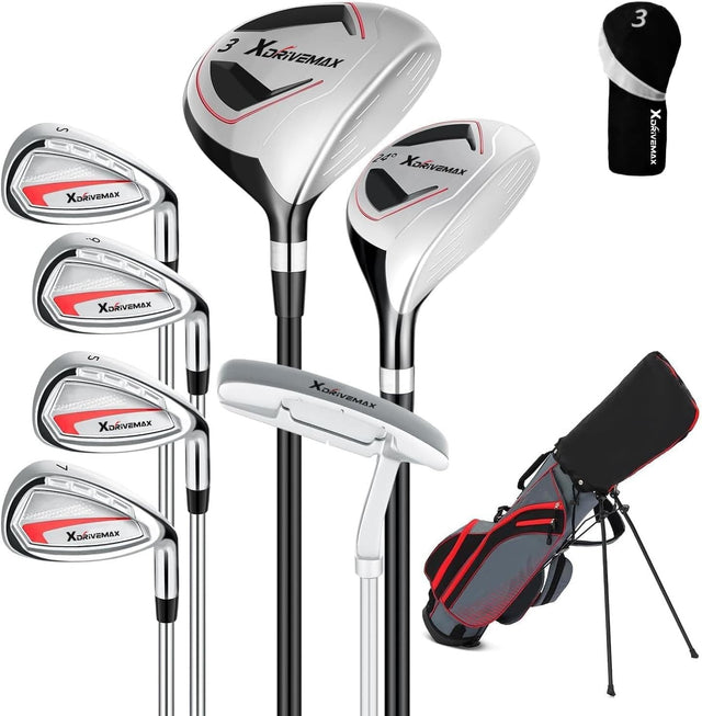 8 Piece Golf Club Set Left Hand Stand Bag Fairway Hybrid Irons Putter