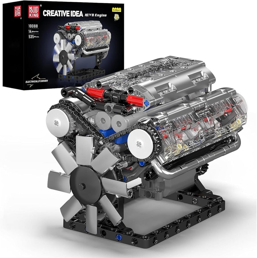 V8 Engine Model Building Blocks Kit 535 pcs | Functional Motor & Realistic Desig