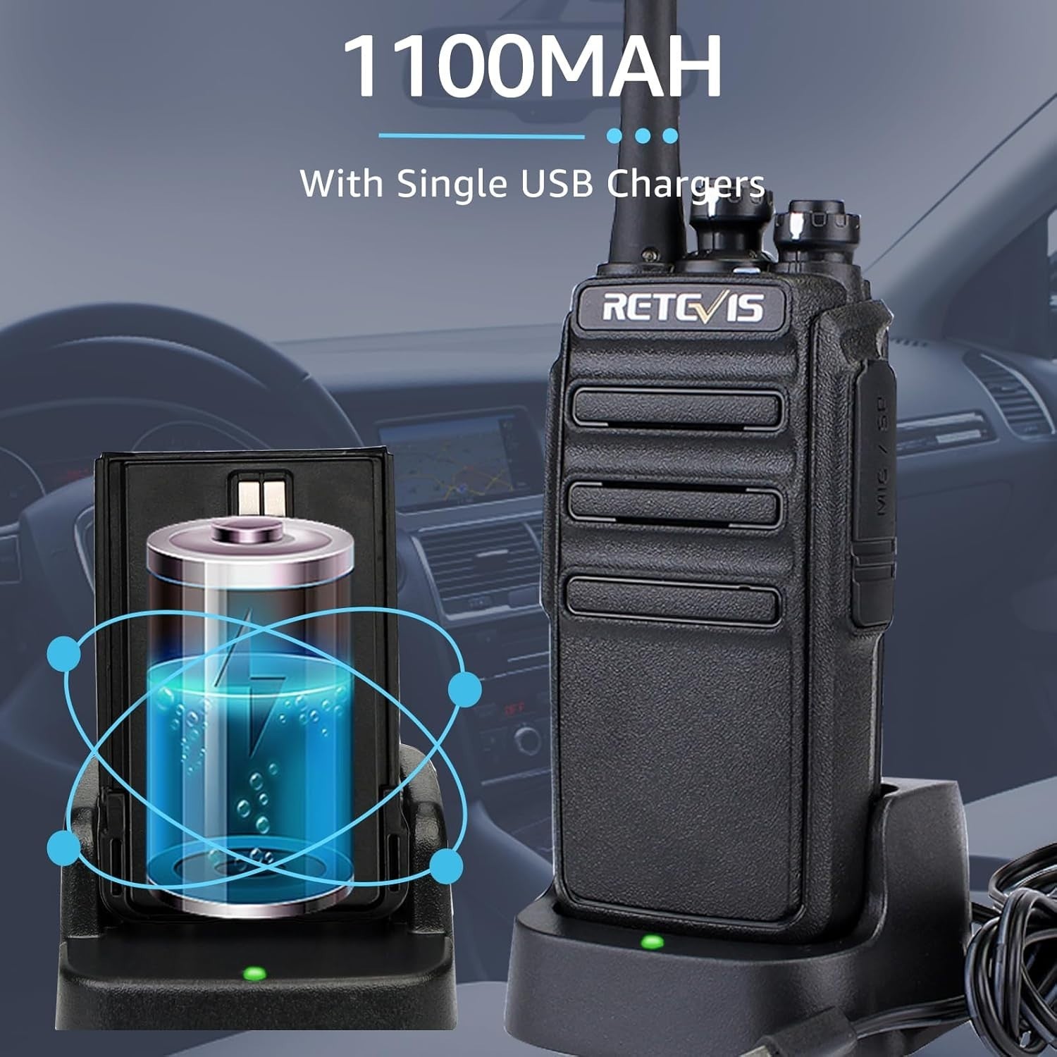 Long Range Walkie Talkies PMR446 Rechargeable 2 Way Radios w/ Earpieces