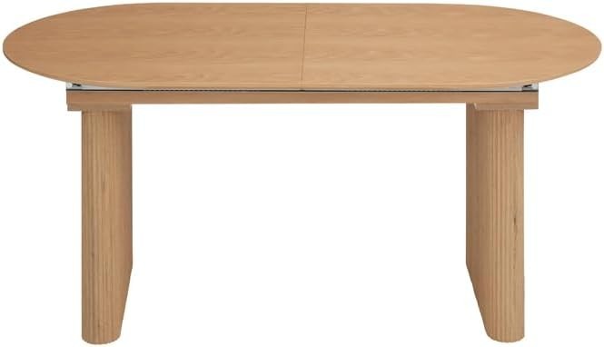 Extending Natural Wooden Dining Table 6 Seater Oval Modern Space Saving