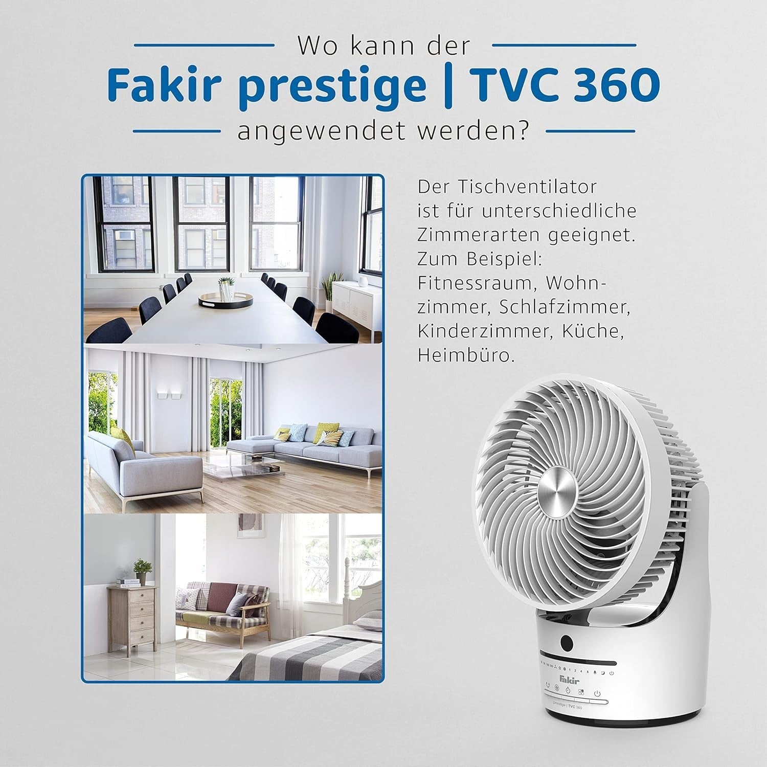 360° Oscillating Table Fan 3-Speed Remote Control Adjustable Tilt Quiet Cooling