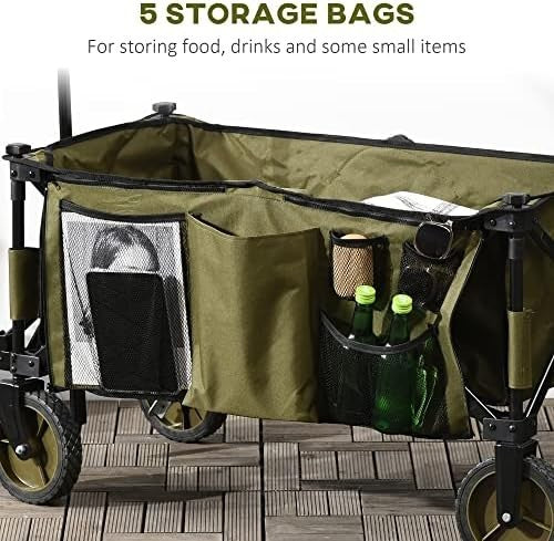 Folding Garden Trolley Cargo Wagon 100kg Outdoor Utility Cart on Wheels