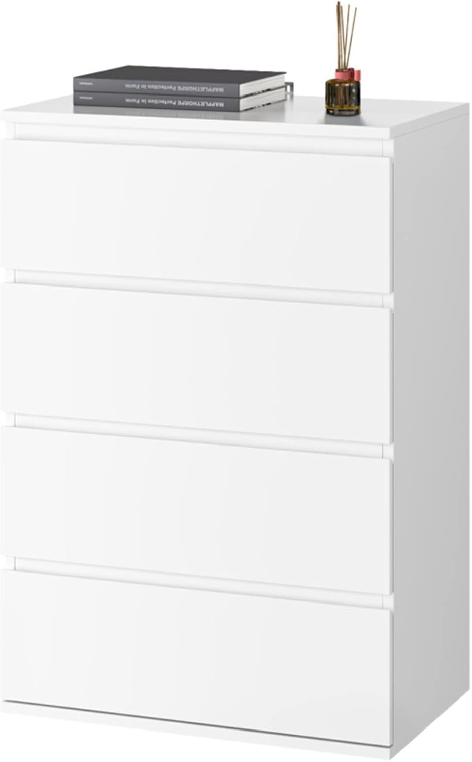 Modern White 4 Drawer Chest Tall Storage Cabinet for Bedroom Office Home
