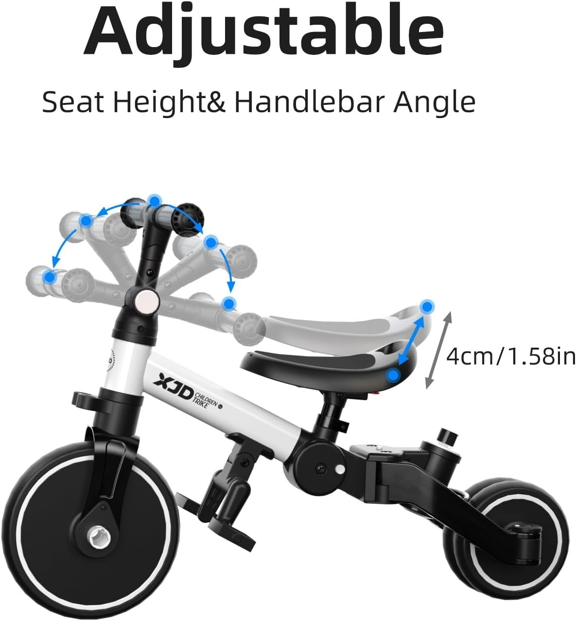 6 in 1 Foldable Toddler Tricycle Push Bike Adjustable Handle 1-4 Years