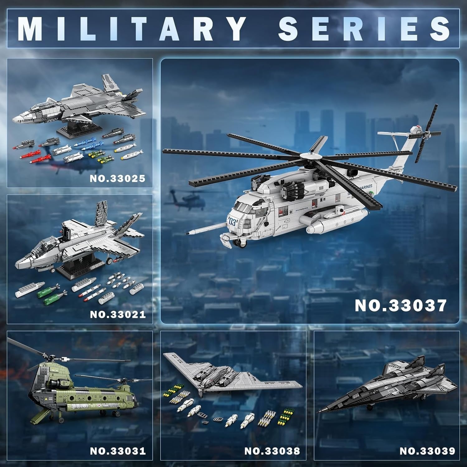 Military CH-53 Helicopter Model Building Kit 2248 Pcs, Adult DIY Toy Gift